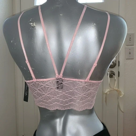 RENE ROFE PINK “SHOW ME OFF” LACE BRALETTE WITH REMOVEABLE FRONT HARNESS SMALL - Picture 5 of 6